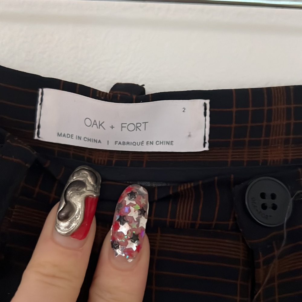 Oak + Fort striped silk like trousers